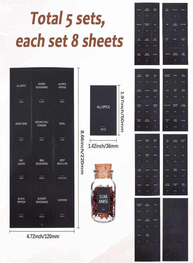 SOFPLATE 600Pcs 2 x 1.5In Black Spice Jars Labels Stickers Preprinted Waterproof Spice Bottle Stickers Rectangle Oil Resistant Labels for Kitchen Pantry Home Laundry Bathroom Organization Supplies - Image 2